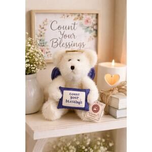 Boyds Bears Head Bean Collection Angel Bear “Count Your Blessings” Plush w/Tag